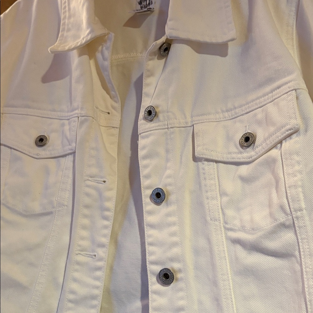 [Gap] Vintage White Denim Button-Up Casual Jean Jacket Long Sleeve Women’s Large - Picture 5 of 12